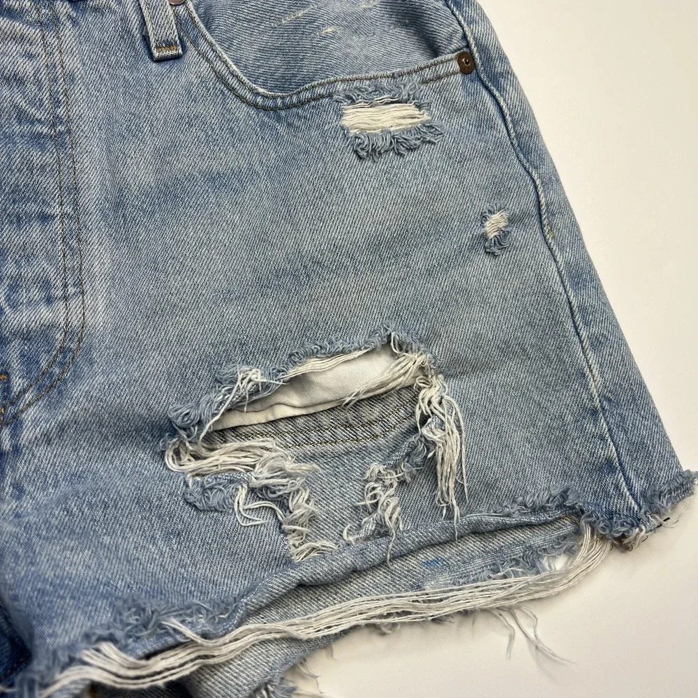 Levi's 501 Cut Off Blue Jean Shorts Women 28 High Rise Button Fly Hipster Summer